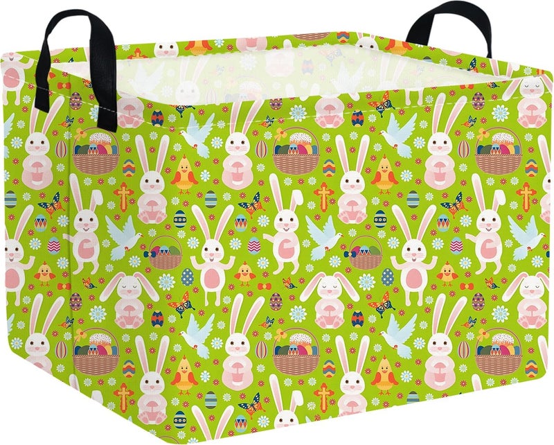 FXOCSHE FXOLCSHE Rectangular Easter basket,Easter basket empty,Kids Toy Storage Basket for baby Bedroom,Toy Gift Organizerm,Kids Storage Bin,Gift bin,Kids home Decor(Green egg) - Image 1